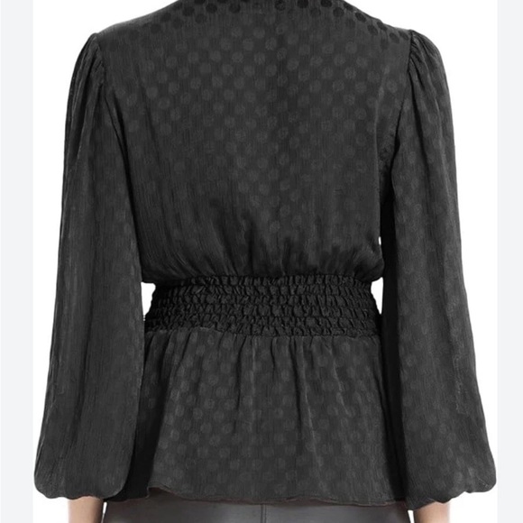 Max Studio Black Polka Dot Peplum Blouse - Picture 2 of 8